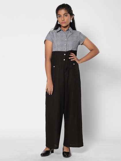 TeenTrums Girls Checked
                    Basic Jumpsuit