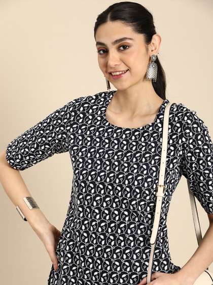 Anouk X fwd Ethnic Motifs Embroidered Chikankari Pure Cotton Short Kurti
