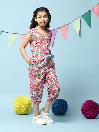 Biba Girls Printed
                      Cotton Basic Jumpsuit