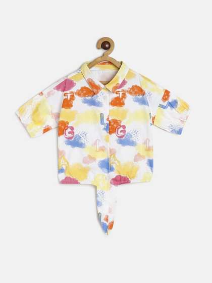 MINI KLUB Girls Print
                    Shirt Style Pure Cotton Top