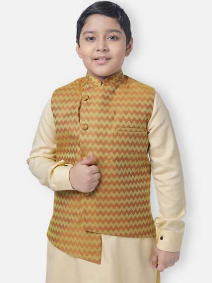 NAMASKAR Boys Pure Cotton Nehru Jacket