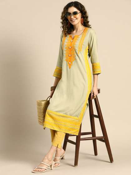Sangria Women
                          Ethnic Motifs Embroidered Thread Work Kurta