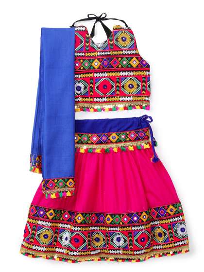 BANJARA INDIA Girls
                      Embroidered Thread Work Ready to Wear Lehenga
                      & Blouse With Dupatta