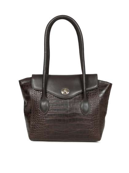 Handbags For Women Leather Designer Hidesign Brown Textured Shoulder Bag