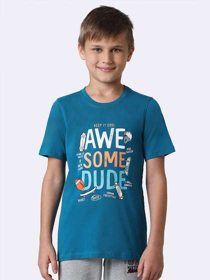 Van Heusen Boys Typography Printed Pure Cotton T-shirt