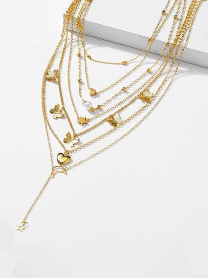 Jewels Galaxy Set Of
                        6 Gold-Plated Necklace