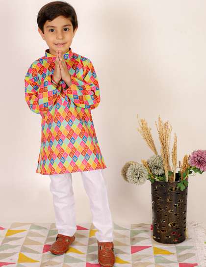 Superminis Boys Ethnic
                      Motifs Printed Pure Cotton Kurta with Pyjamas