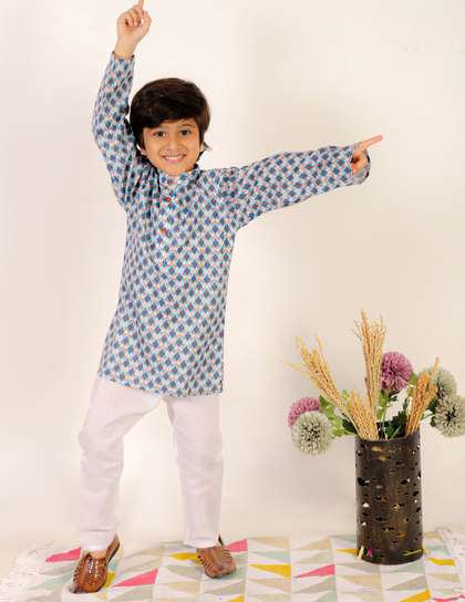 Superminis Boys Ethnic
                    Motifs Printed Pure Cotton Kurta with Pyjamas