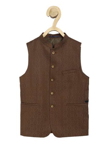 Peter England Boys Woven Design Nehru Jacket
