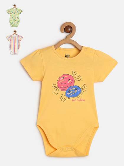 MINI KLUB Infant Girls
                      Pack Of 3 Printed Pure Cotton Bodysuit