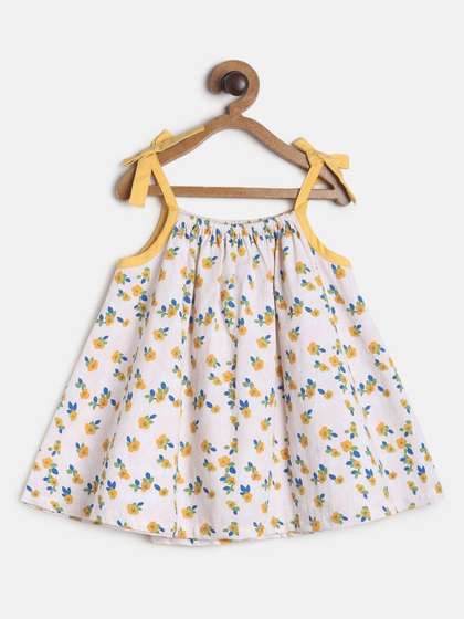 MINI KLUB Girls Floral
                    Printed Shoulder Straps Pure Cotton Top
