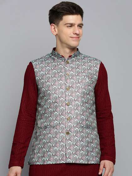 SHOWOFF Printed Ethnic Nehru Jacket