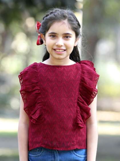 Cutiekins Girls Self
                    Design Ruffles Top