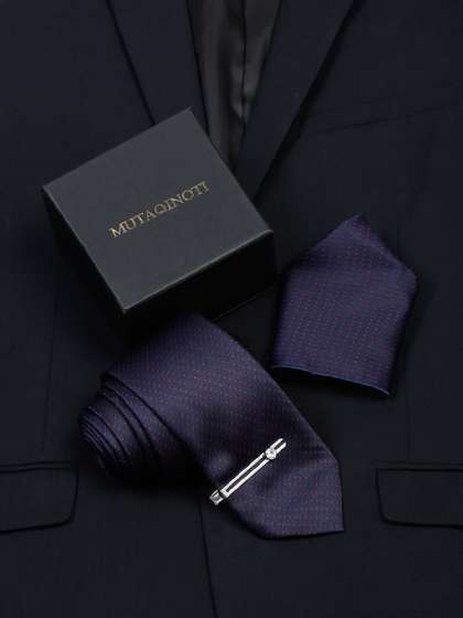 LOUIS STITCH Men Dotted
                    Pattern Blue Italian Silk Necktie Accessory Gift
                    Set