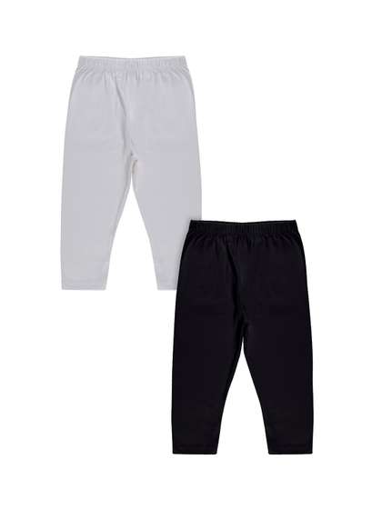 KiddoPanti Girls Pack Of
                    2 Three-Fourth Length Leggings