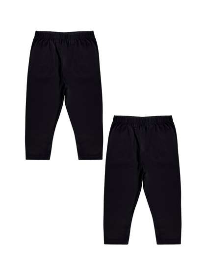KiddoPanti Girls Pack
                      Of 2 Three-Fourth Length Leggings