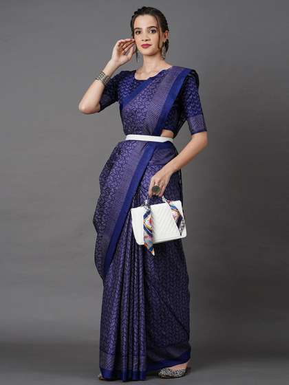 Mitera Geometric Block Print Saree
