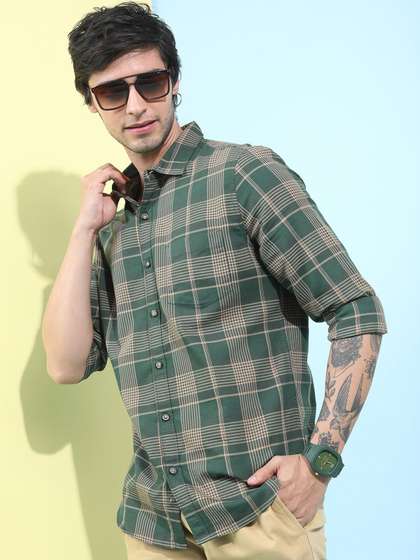 HIGHLANDER Tartan
                        Checked Slim Fit Casual Shirt