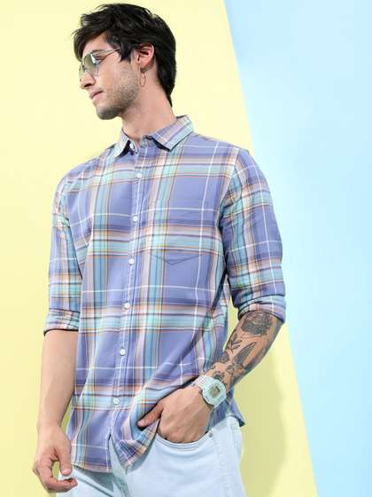 HIGHLANDER Tartan
                        Checked Slim Fit Casual Shirt