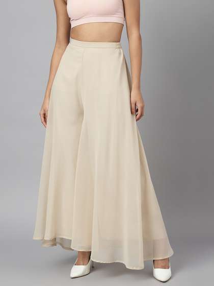 RATAN Women
                        Georgette Flared Freesize Relaxed Fit Palazzo
                        With Lining Pants