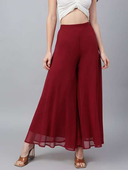 RATAN Women
                          Georgette Flared Freesize Relaxed Fit Palazzo
                          With Lining Pants
