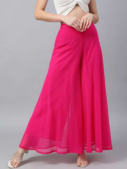 RATAN Women
                        Georgette Flared Freesize Relaxed Fit Palazzo
                        With Lining Pants