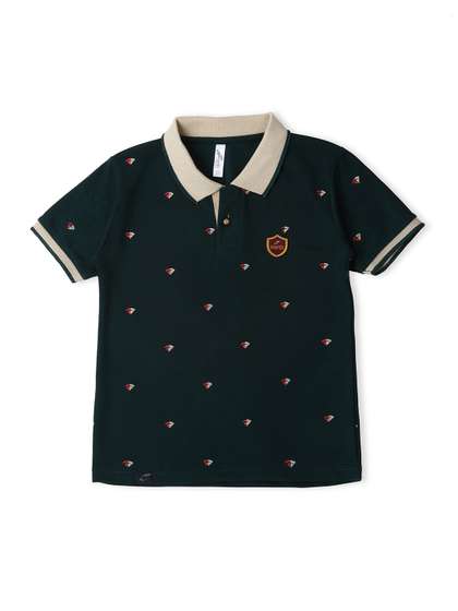 earth conscious Boys Printed Polo Collar Cotton T-shirt