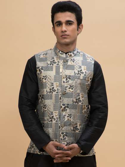 NEUDIS Jacquard Woven Nehru Jacket