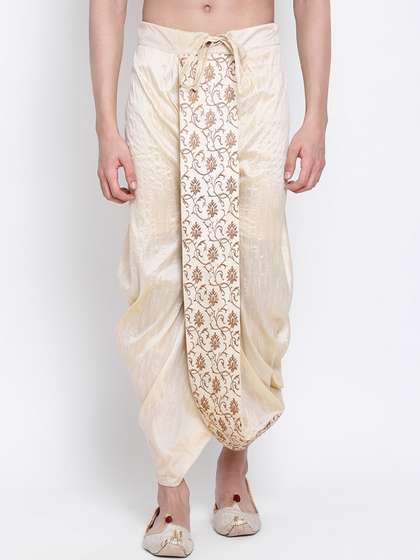 Here&Now X
                        Sanwara Men Embroidered Art Silk Dhoti Pants