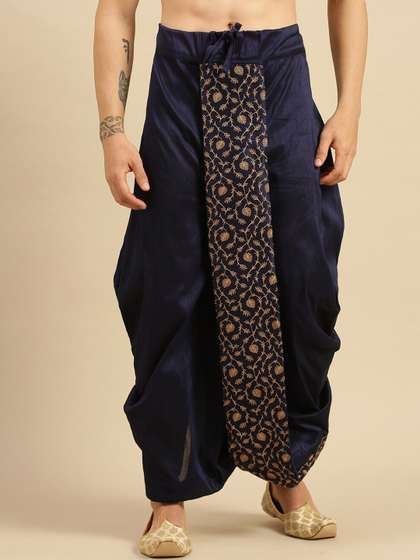 Here&Now X
                        Sanwara Men Embroidered Art Silk Dhoti Pants