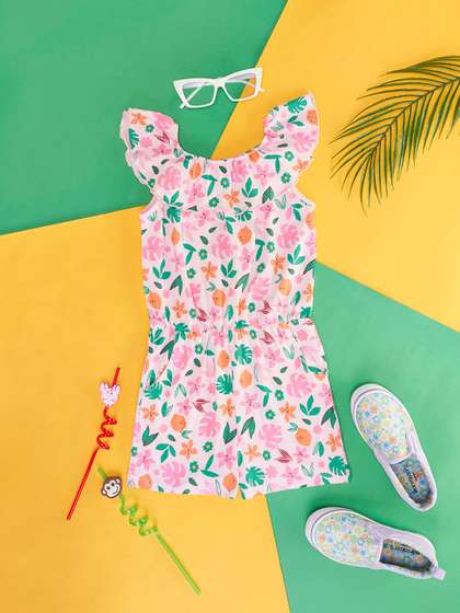 Pantaloons Junior Girls
                    Floral Printed Playsuit