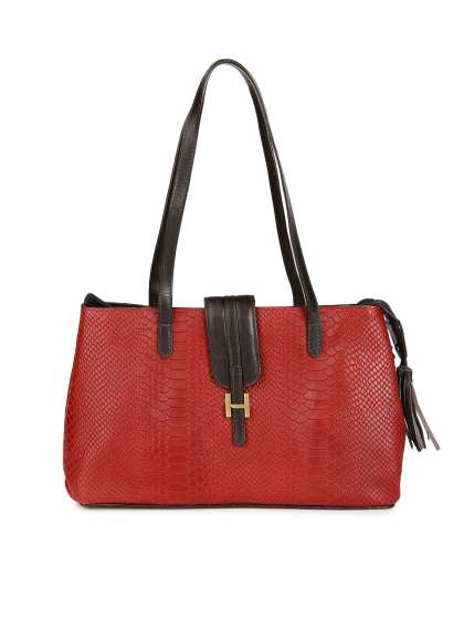 Handbags For Women Leather Designer Hidesign Red Textured Leather Shoulder Bag
