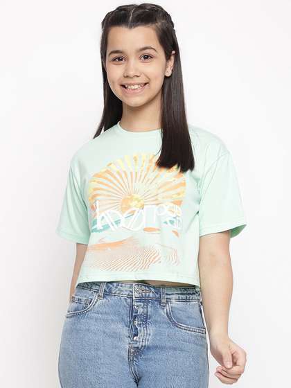 Lil Tomatoes Girls
                      Graphic Printed Cotton Crop Top