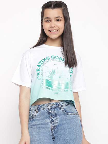 Lil Tomatoes Girls
                    Typography Printed Crop Top
