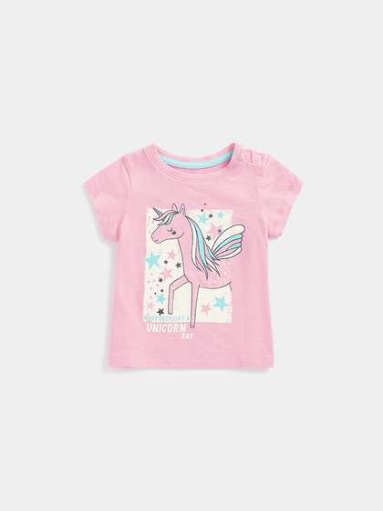 mothercare Girls Unicorn
                    Print Knitted Pure Cotton T-shirt