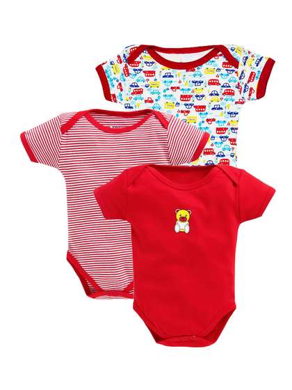 EIO Infants Pack Of 3
                    Printed Pure Cotton Bodysuit