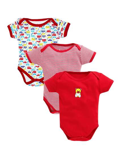 EIO Infants Pack Of 3
                    Printed Pure Cotton Bodysuit