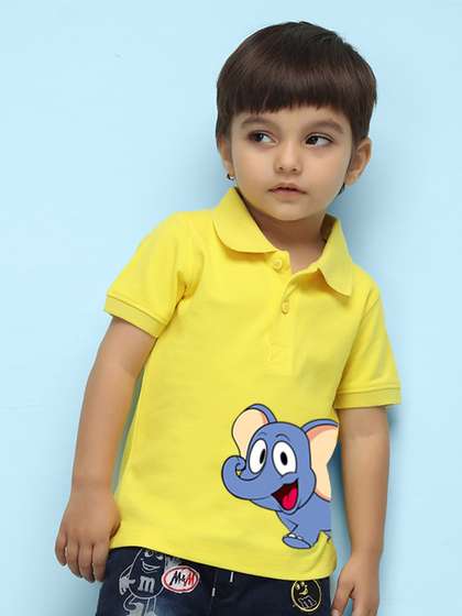 NUSYL Kids Elephant Printed Polo Collar T-shirt