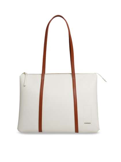 MOKOBARA Women Easy Going Tote Vegan Leather Casual Office Medium Off White