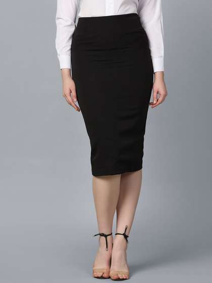 PowerSutra Women
                          Black Stretch Pencil Midi Skirt