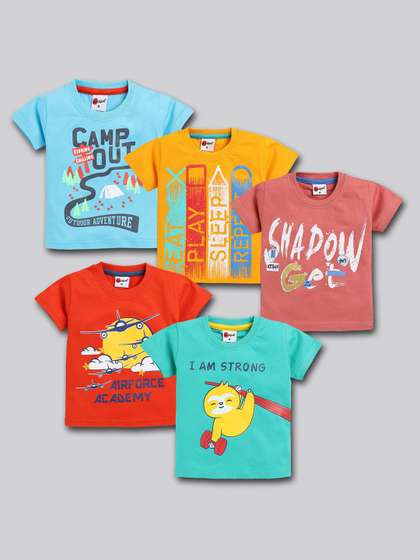Mars Infiniti Kids Pack
                    Of 5 Typography Printed Cotton T-shirt