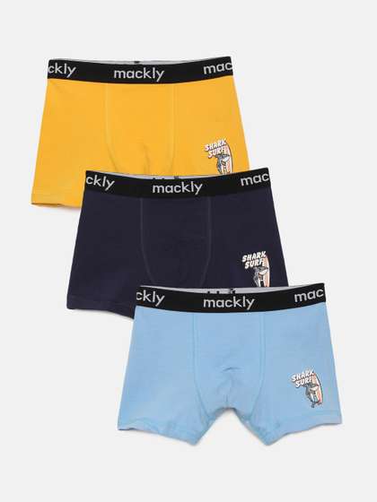 mackly Boys Pack Of 3
                    Outer Elastic Mid-Rise Boxers