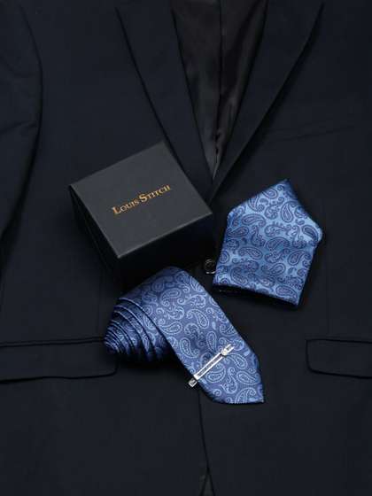 LOUIS STITCH Men Silk
                      Necktie Accessory Gift Set
