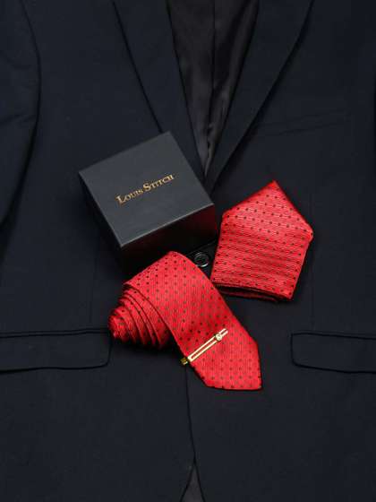 LOUIS STITCH Men Woven
                    Design Silk Necktie Accessory Gift Set