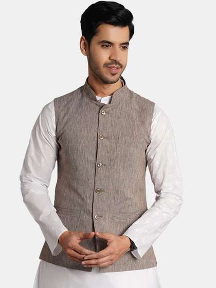Wintage Men Woven Nehru Jackets