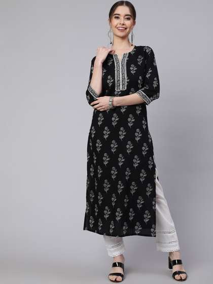Nayo Floral
                          Printed Round Neck Pure Cotton Kurta