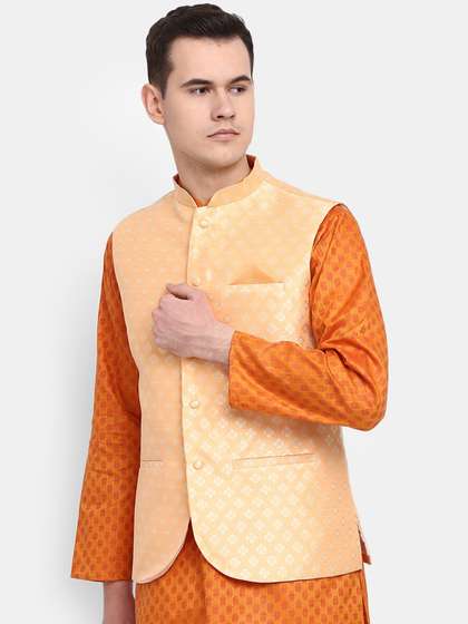 V-Mart Self Design Jacquard Nehru Jacket