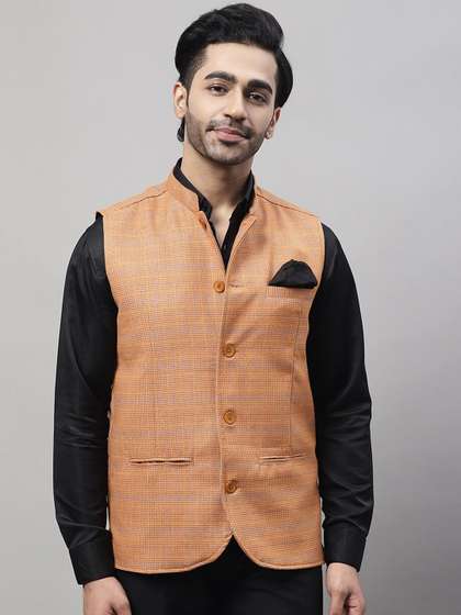 even Checked Woven Nehru Jacket