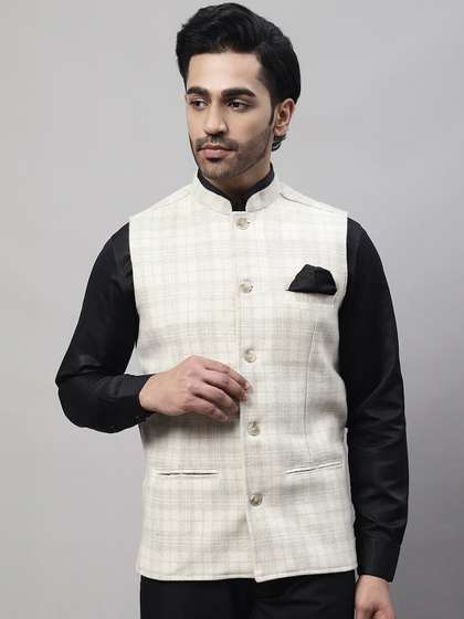 even Men Checked Nehru Jackets