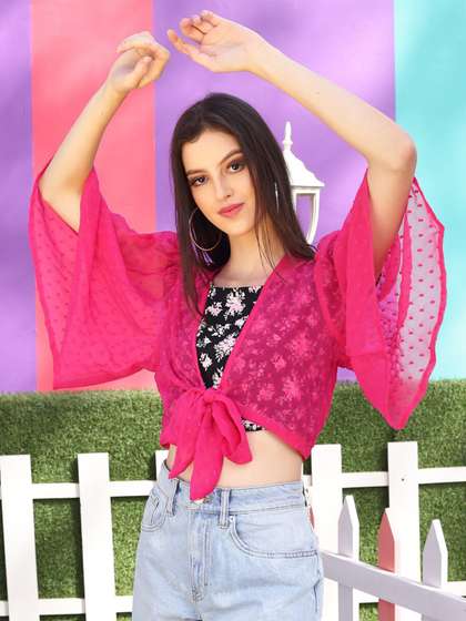 Sera Women Crop
                        Tie-Up Shrug